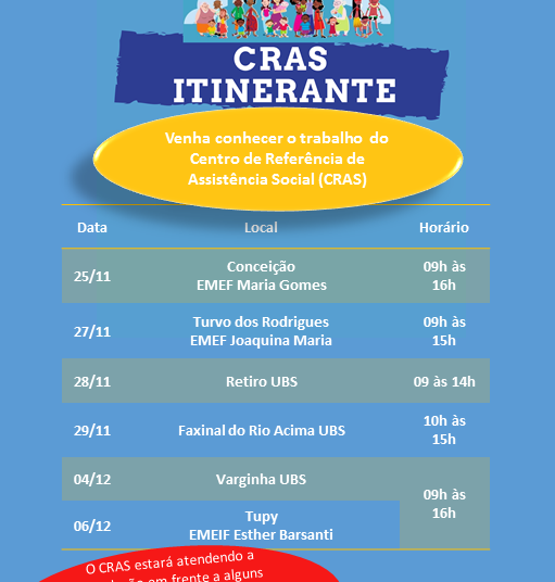 Cras Itinerante vai visitar seis distritos