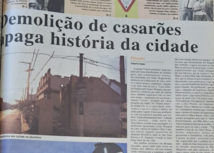 Em 2005, demolição de casarões apagava a história de Itapetininga