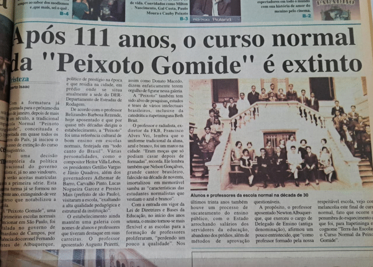 Em 2005, o curso normal da “Peixoto Gomide” era extinto após 111 anos