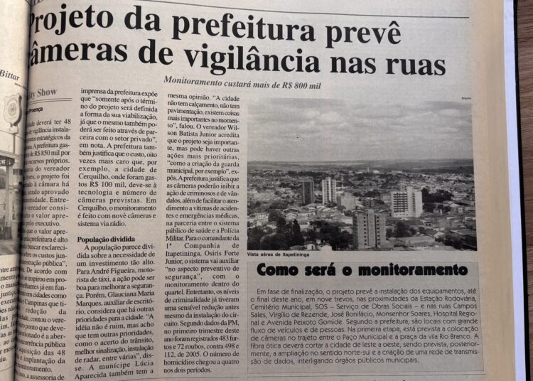 Projeto da Prefeitura prevê câmeras de vigilância nas ruas. Jornal Correio de Itapetininga